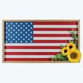 Youngs Wood Frames American Flag with Artificial Flower Accent 72269